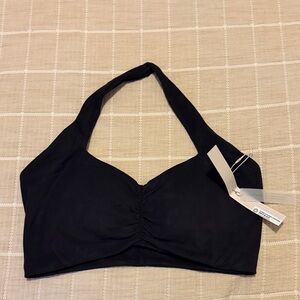 NWT BuffBunny Poshknit Scrunch  Halter Sports Bra in Onyx Black